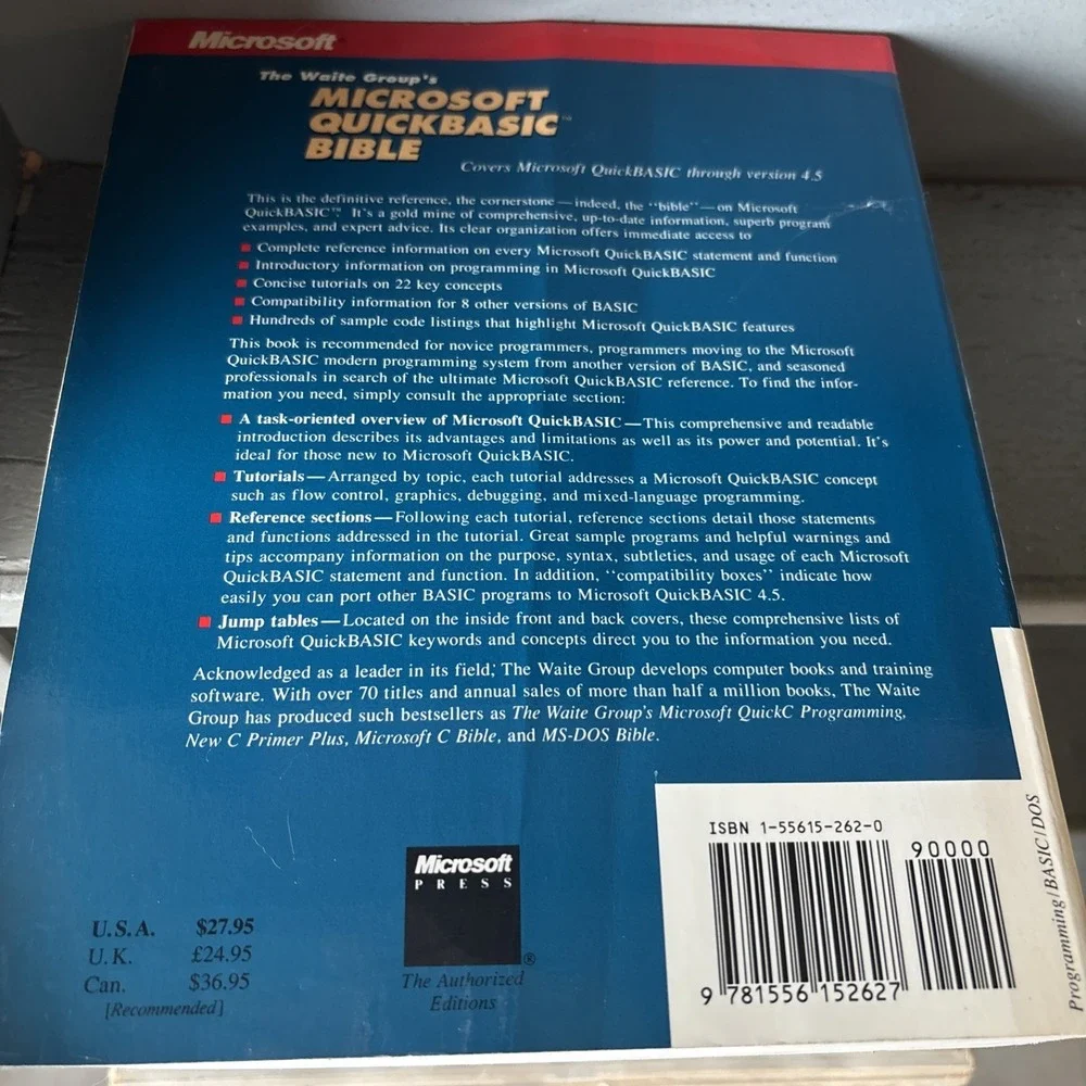 Waite Group's Microsoft QuickBASIC Bible - paperback Waite, Mitchell